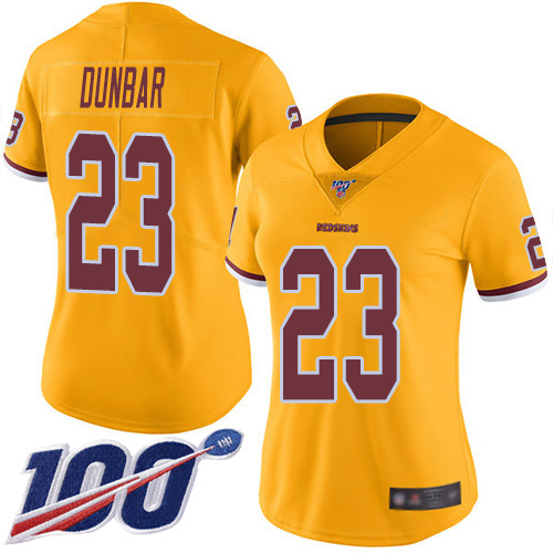 Washington Redskins Limited Gold Women Quinton Dunbar Jersey NFL Football #23 100th Season Rush->women nfl jersey->Women Jersey